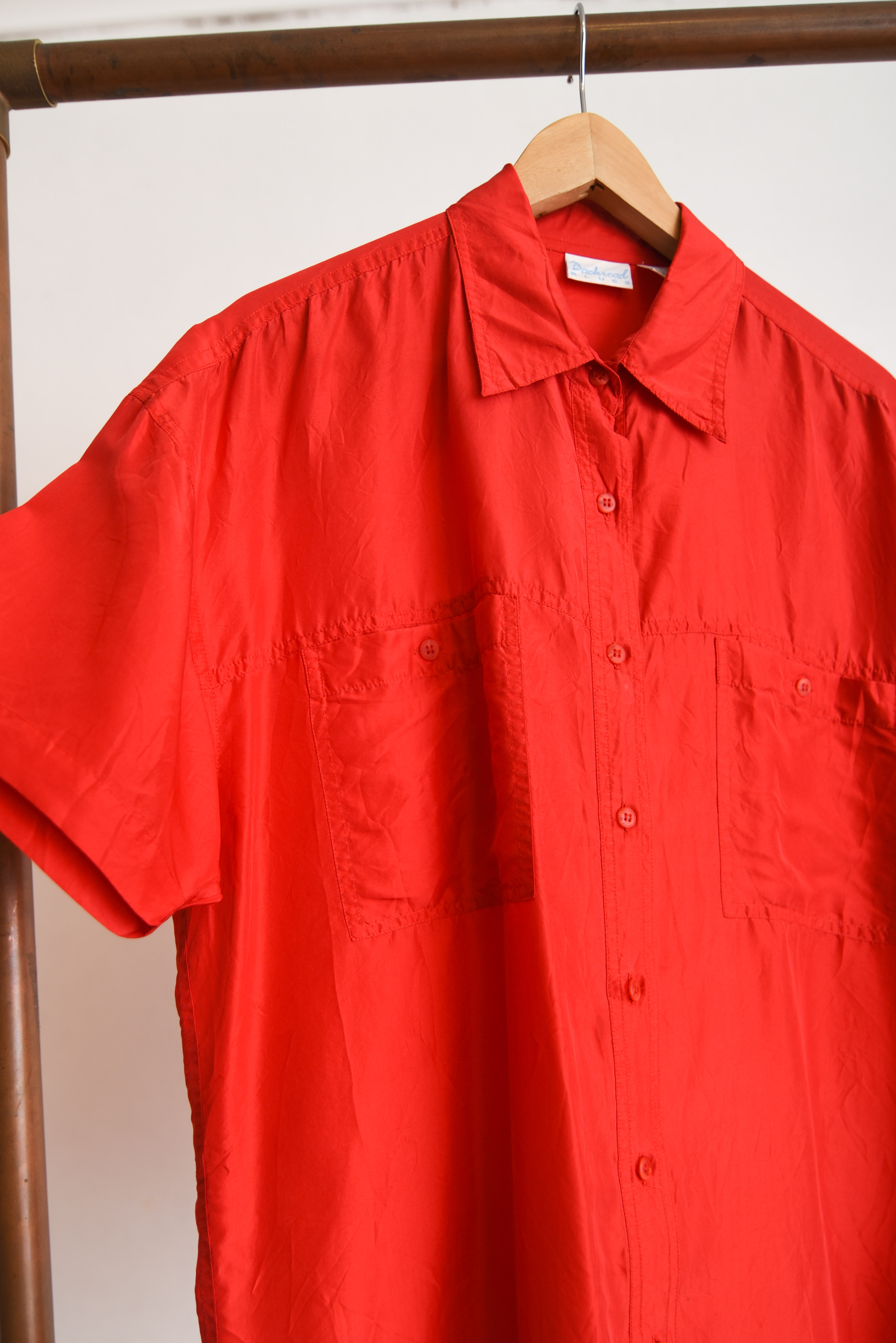 Camisa roja seda 90s