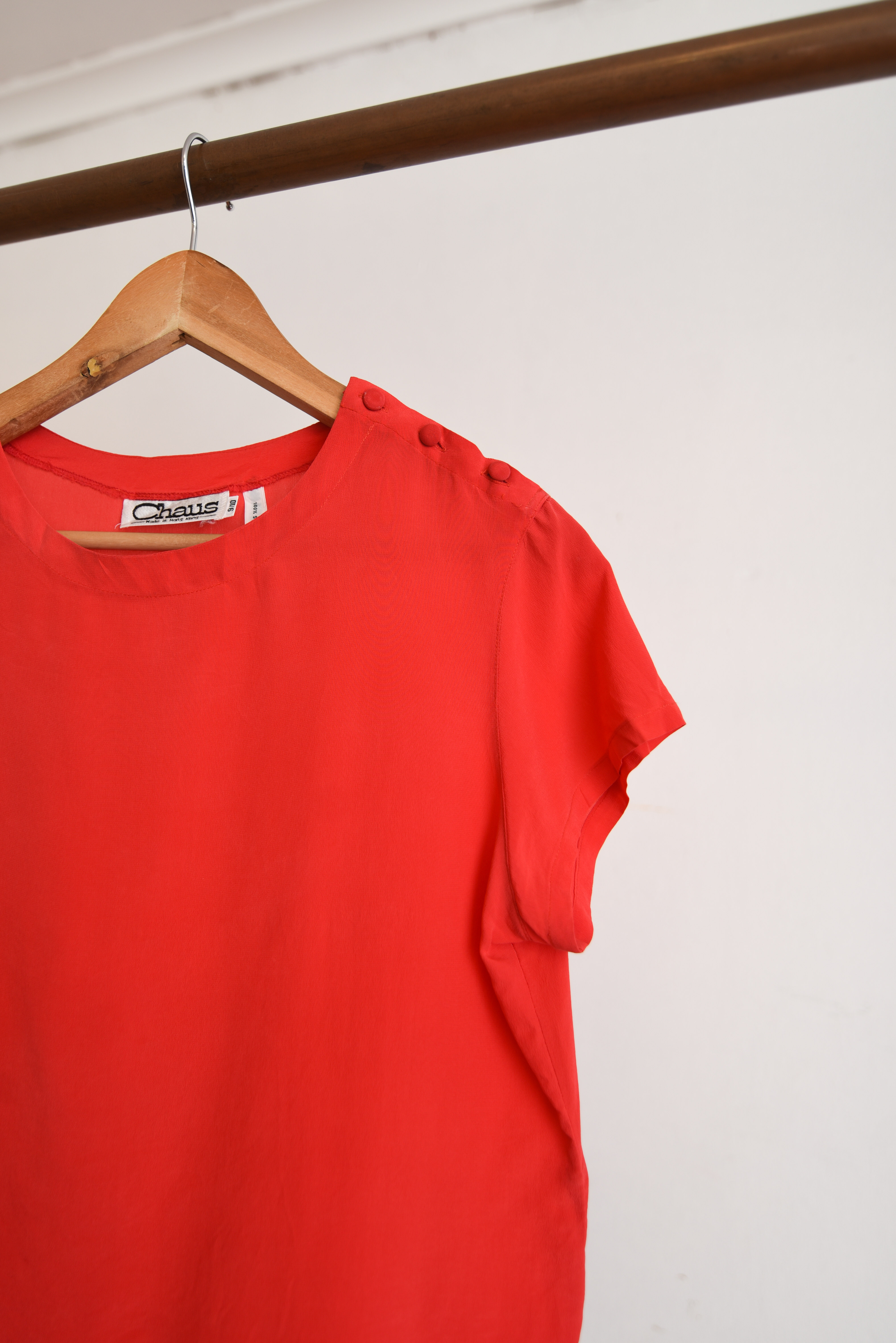 Blusa seda roja botones