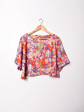 Blusa crop floral 80s