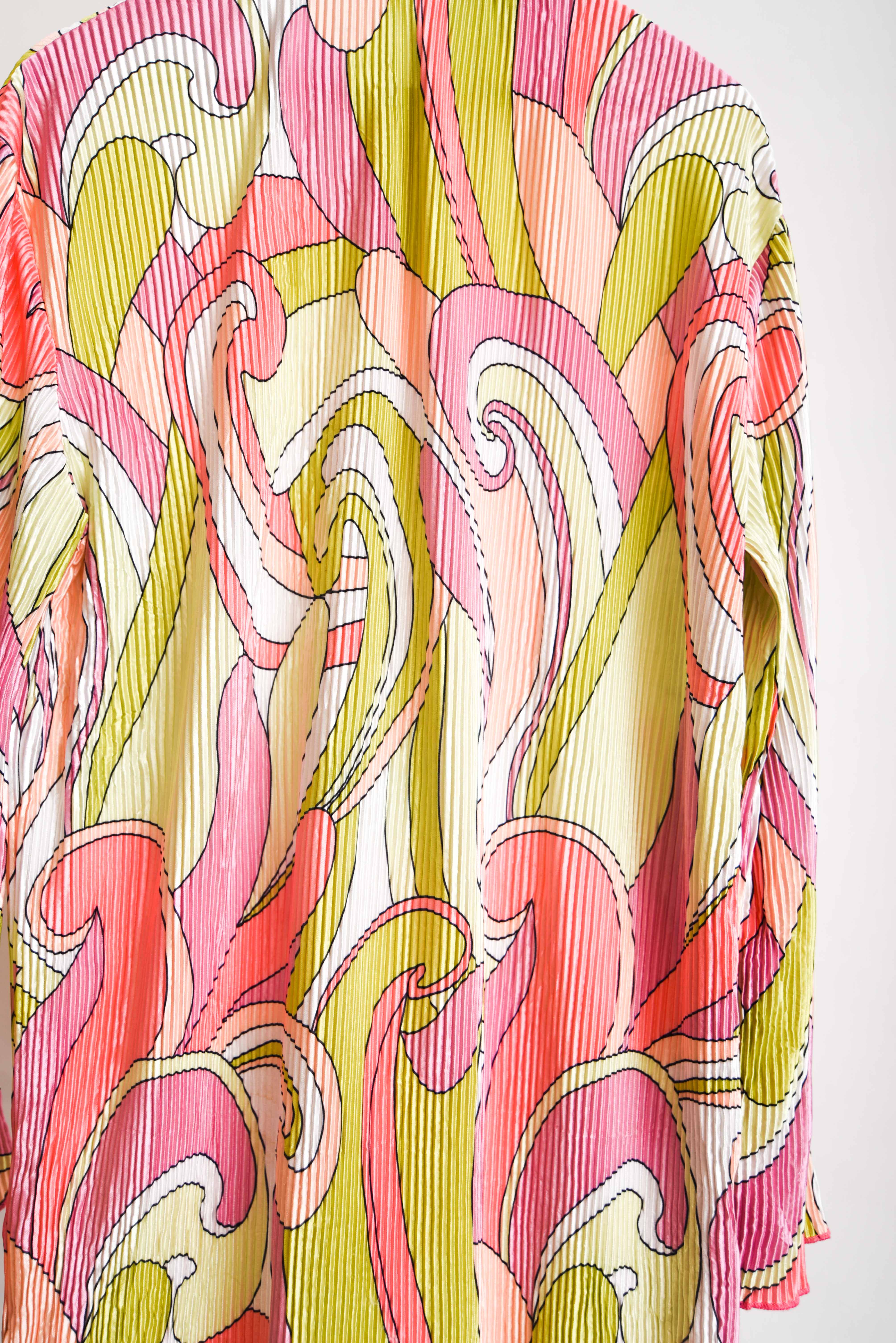Vestido plisado pastel retro print