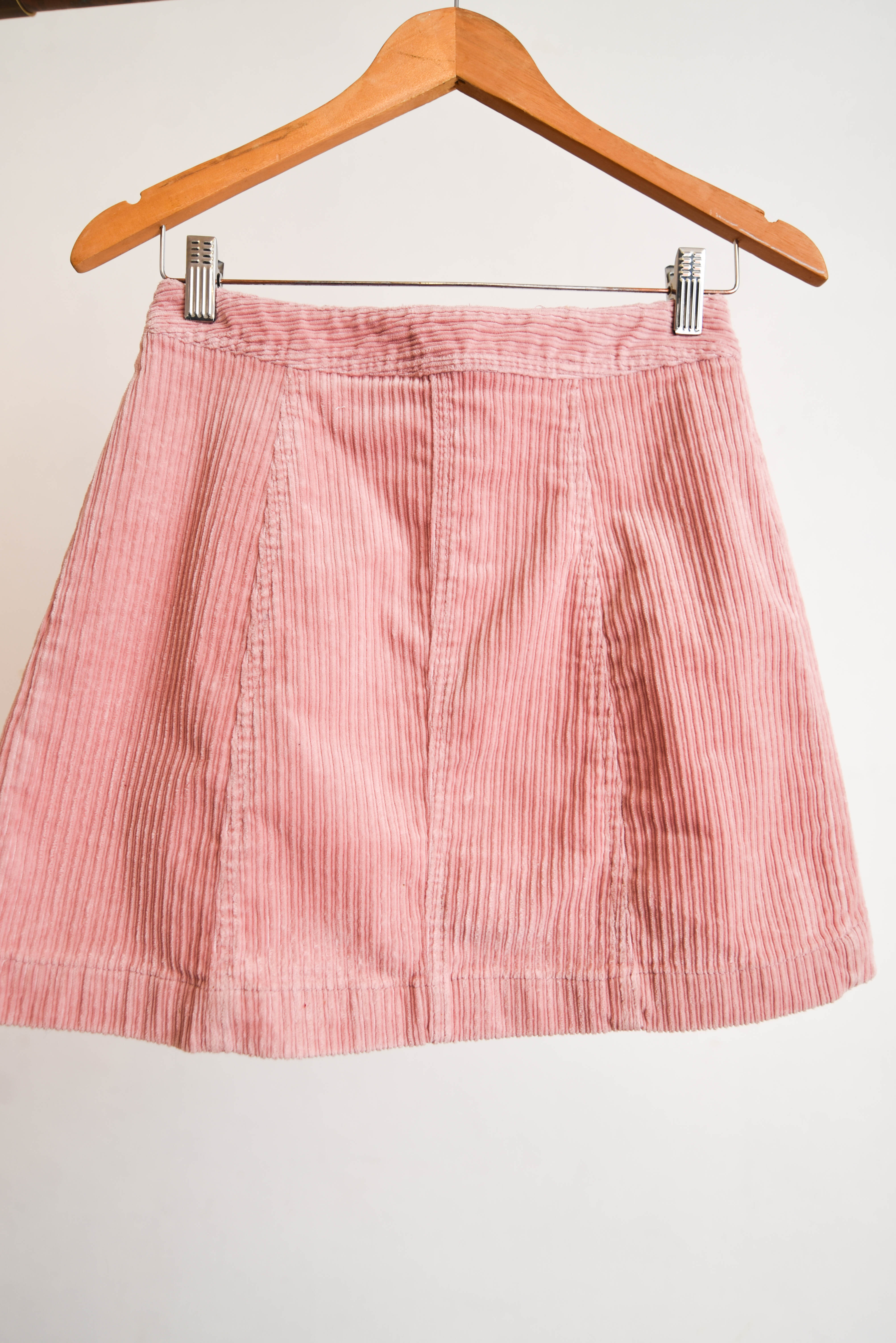 Mini falda cotelé rosa pastel