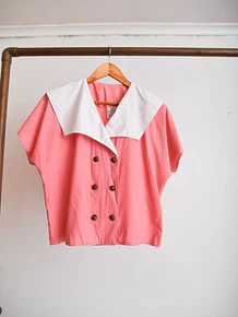 Blusa rosada vntg cuellito 