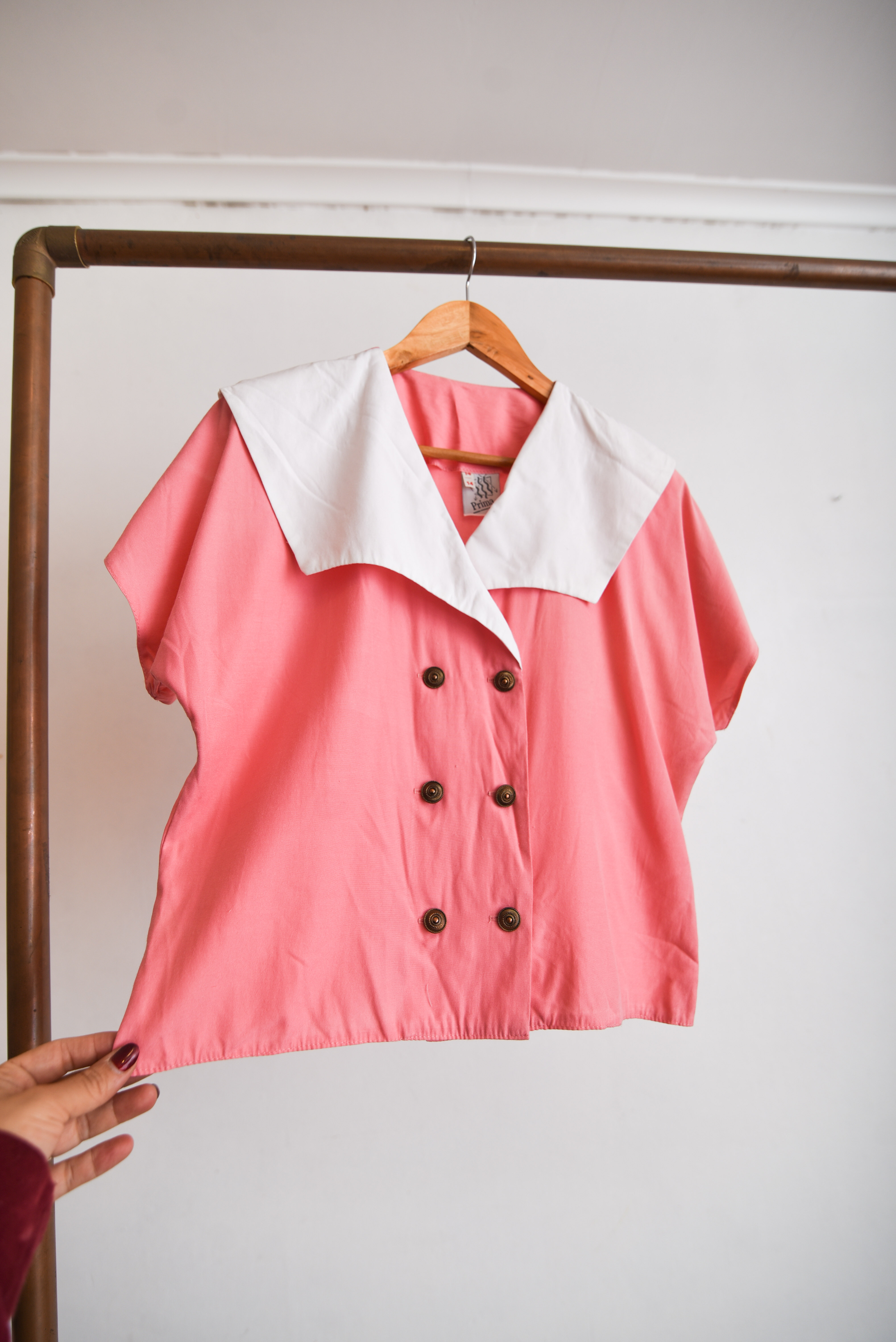 Blusa rosada vntg cuellito 