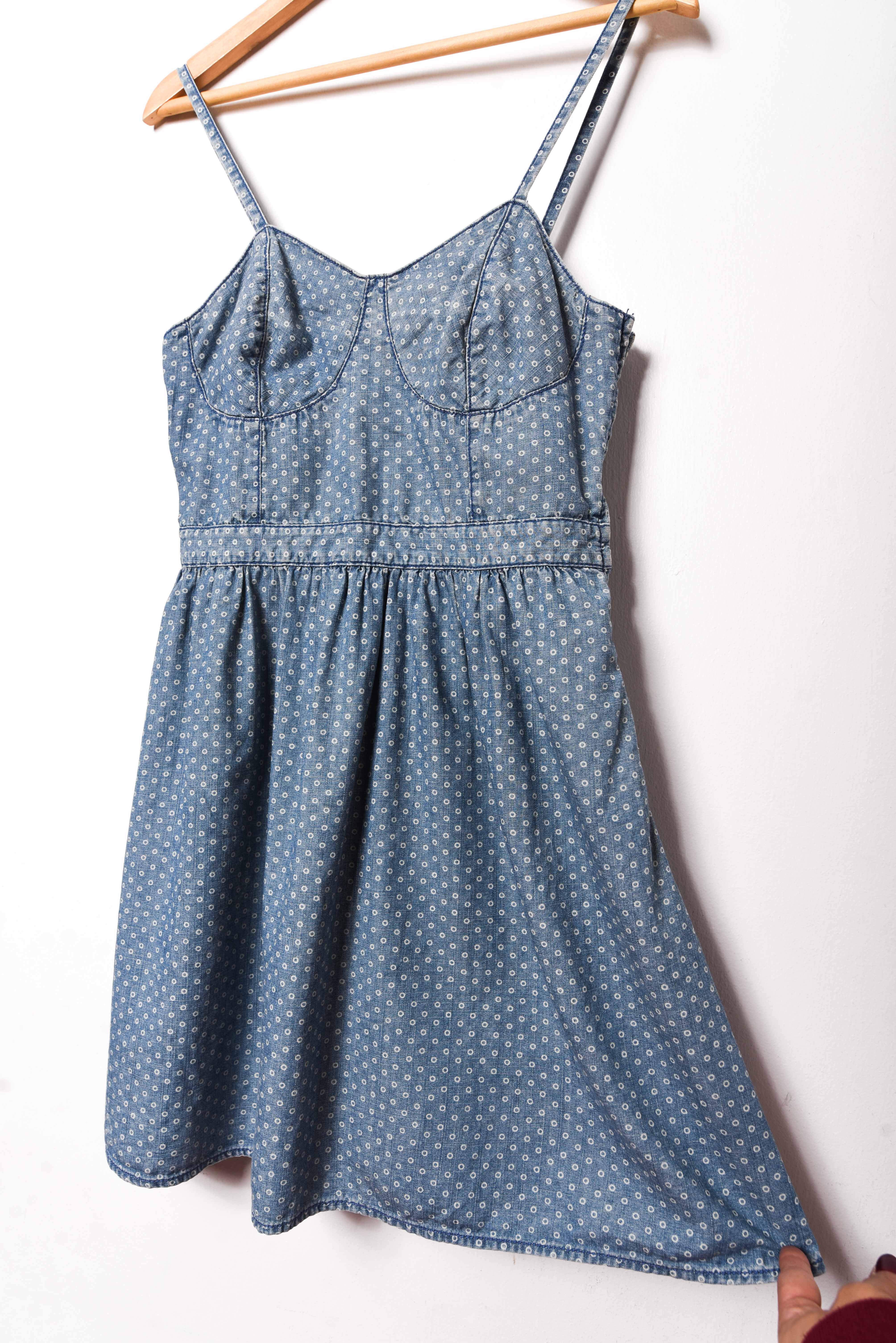Vestido denim círculos