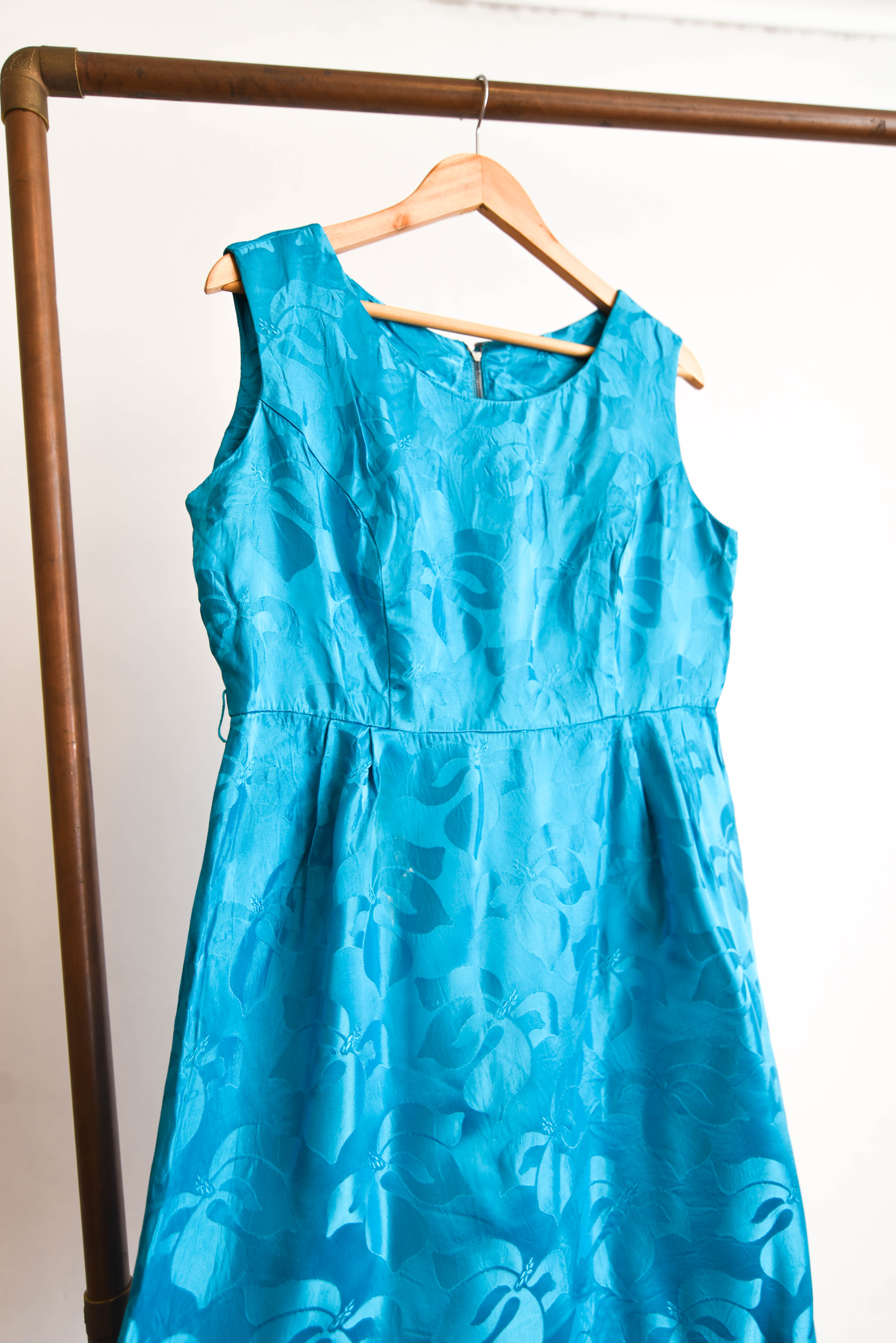 Vestido brocato azulino 60s
