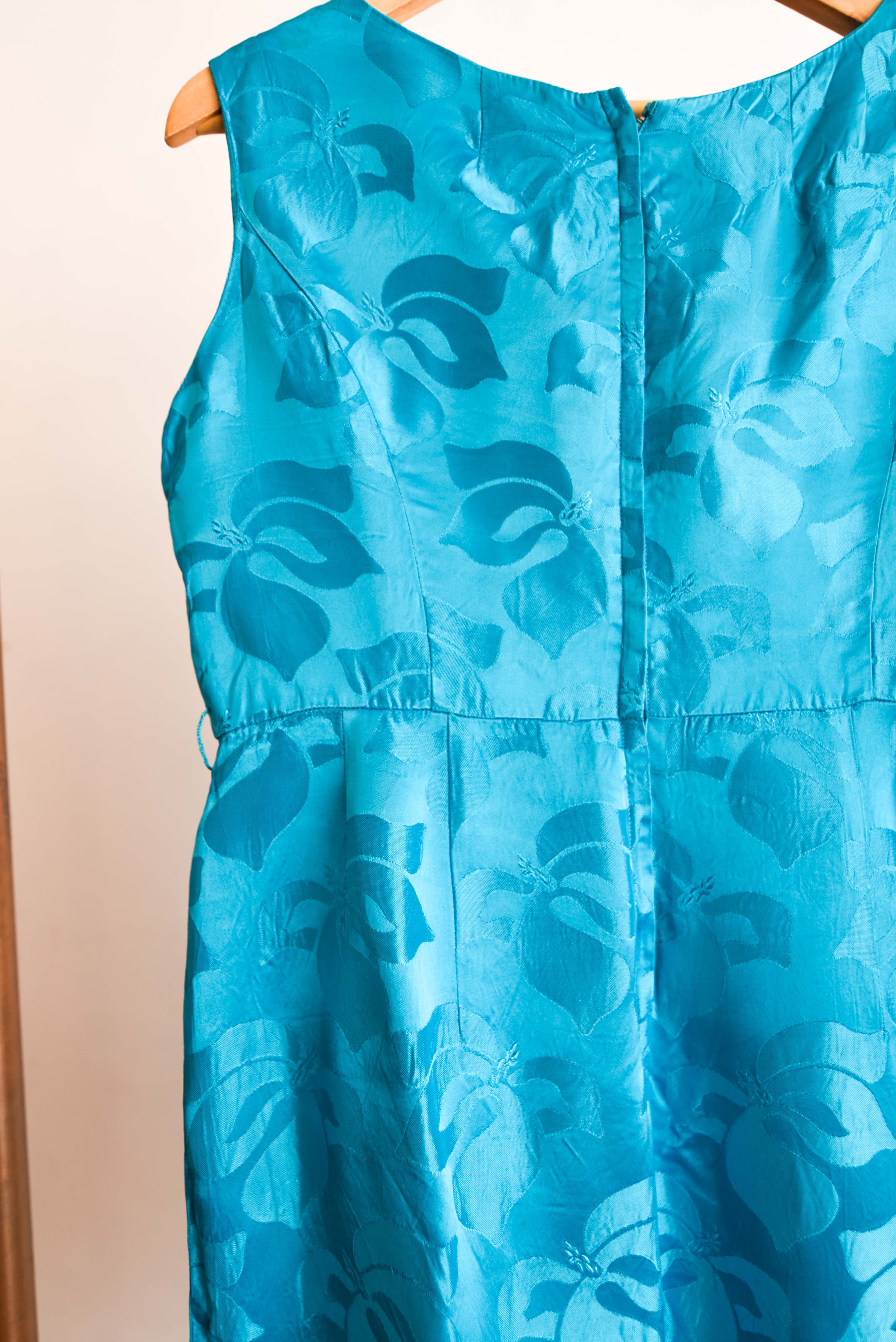 Vestido brocato azulino 60s