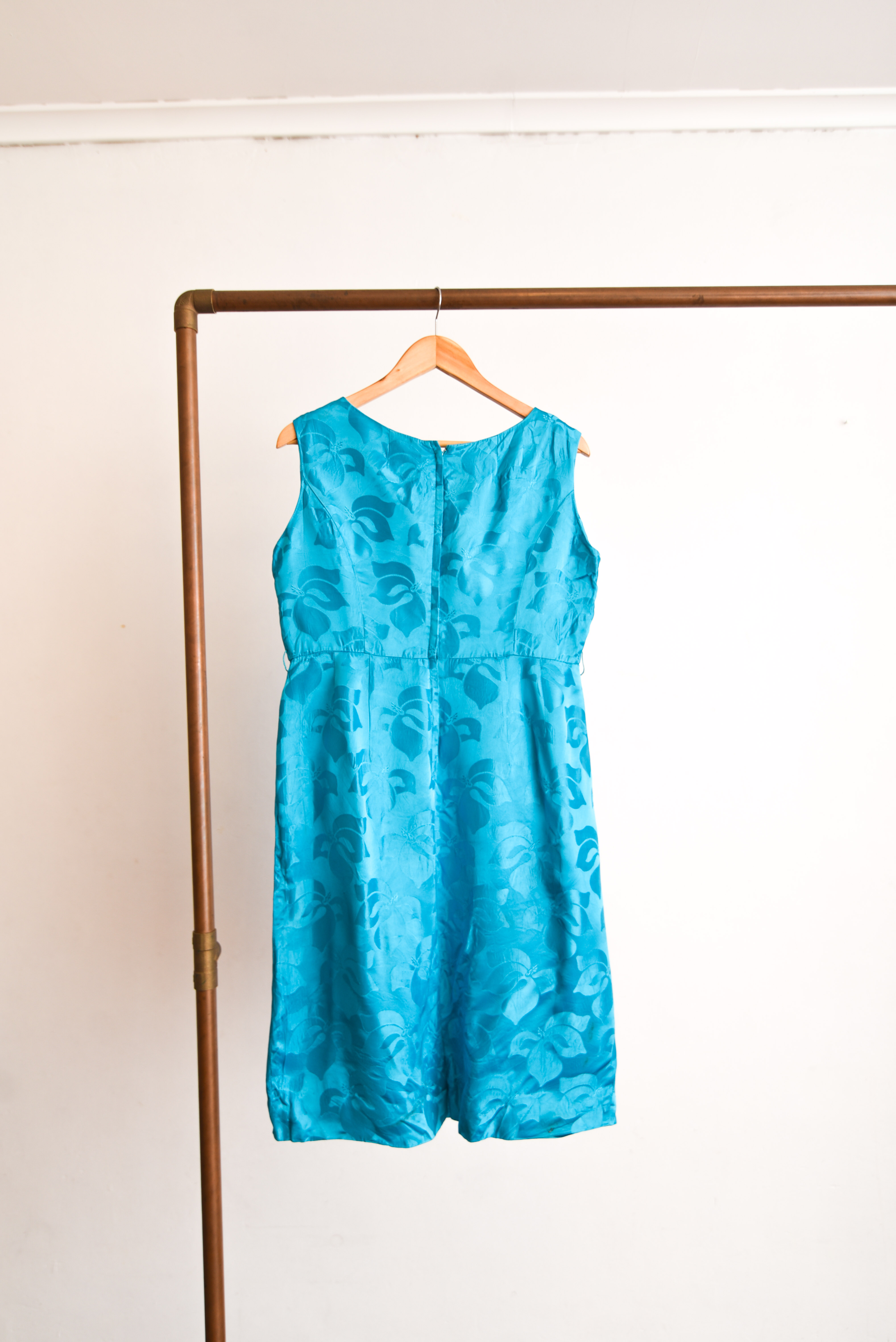 Vestido brocato azulino 60s