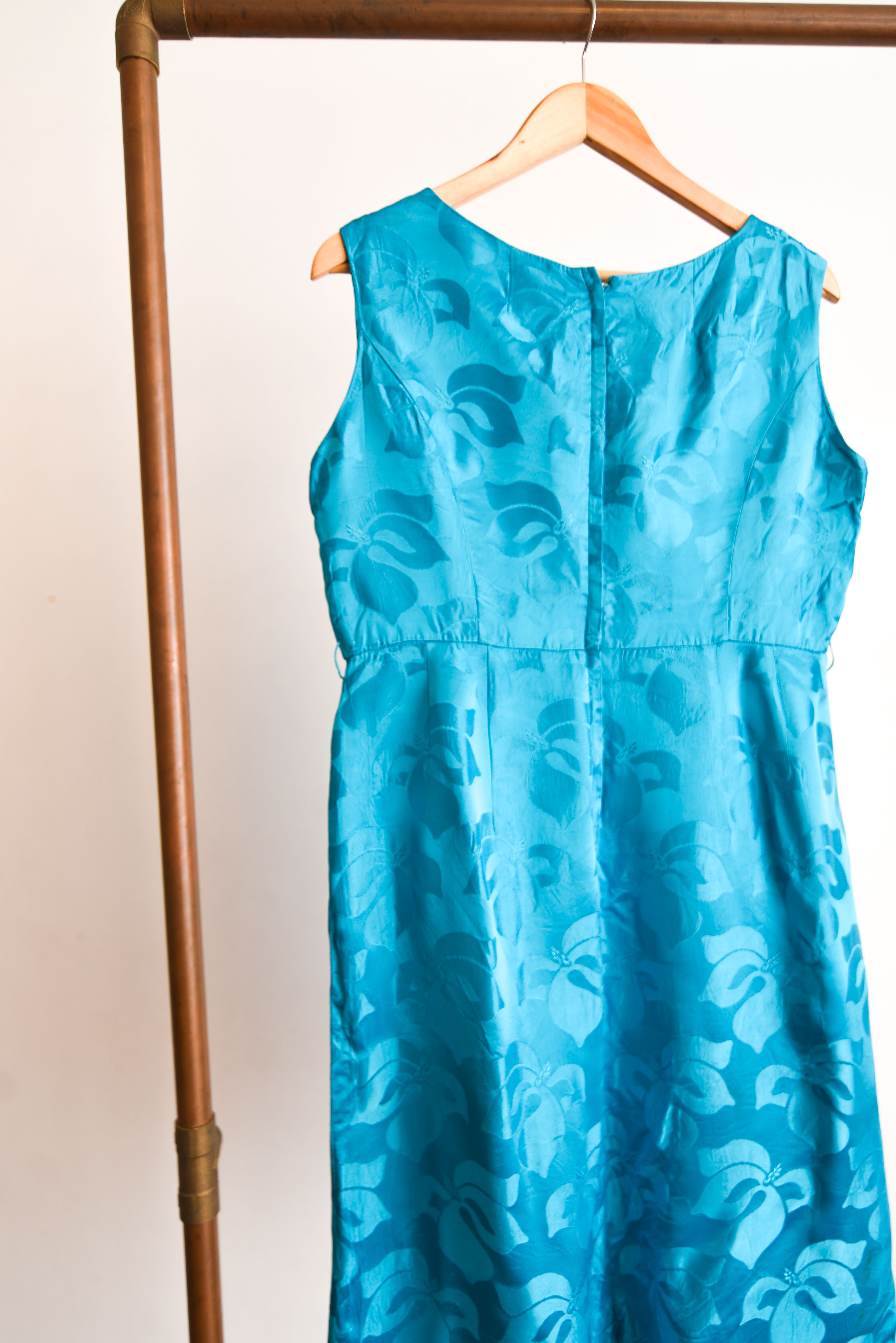 Vestido brocato azulino 60s