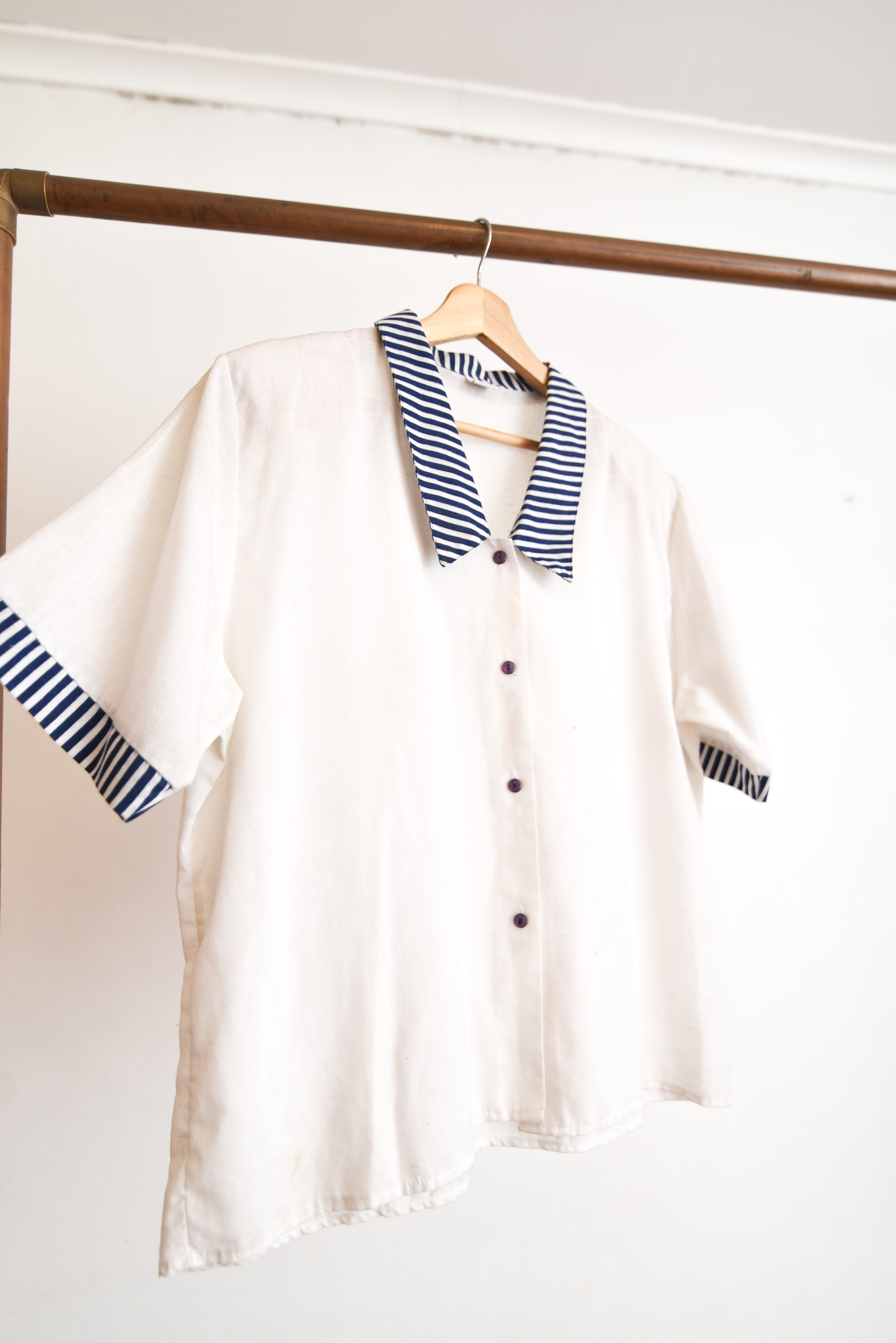 Blusa blanca marinera vntg made in Chile