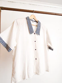 Blusa blanca marinera vntg made in Chile