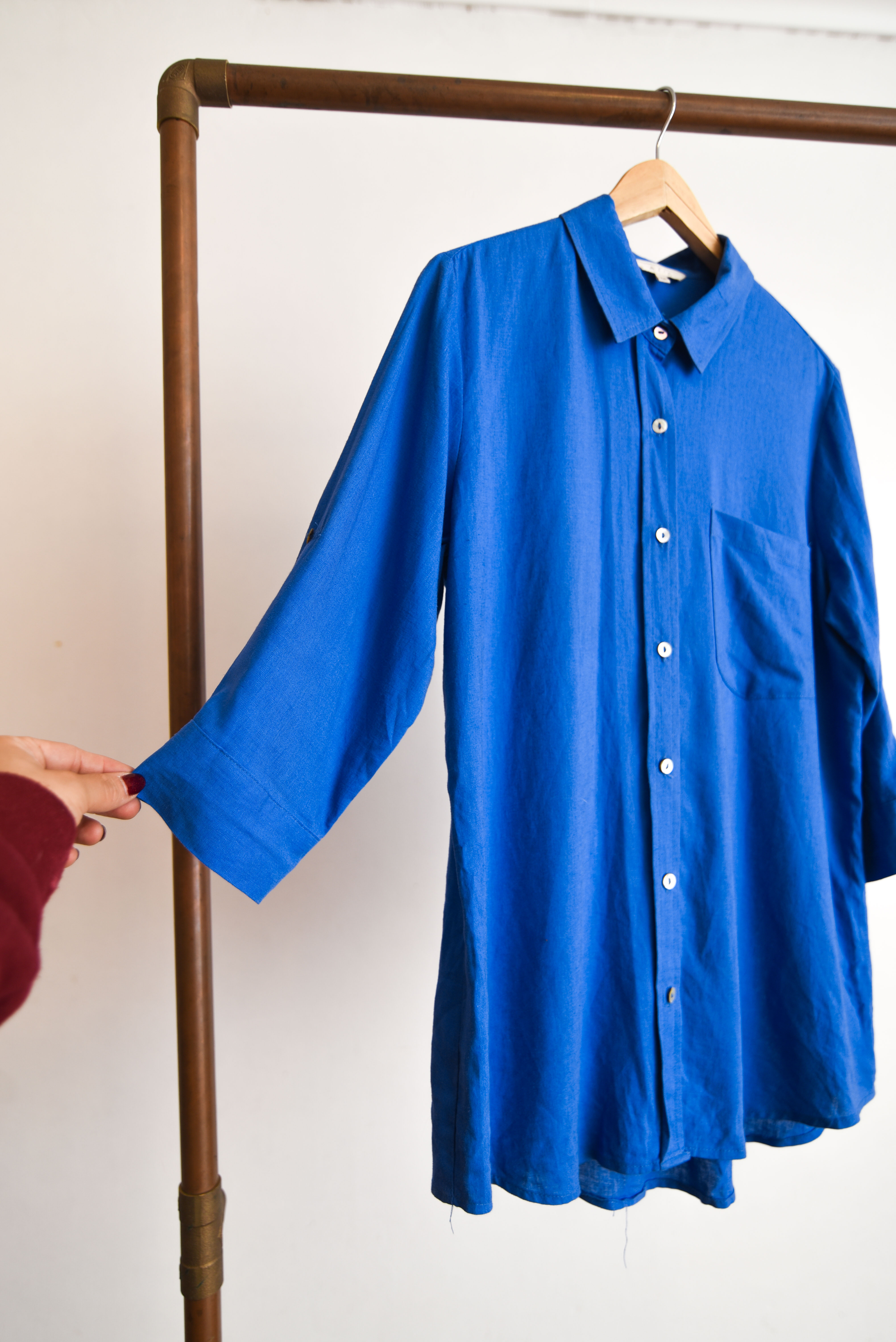 Camisa azulina viscosa lino