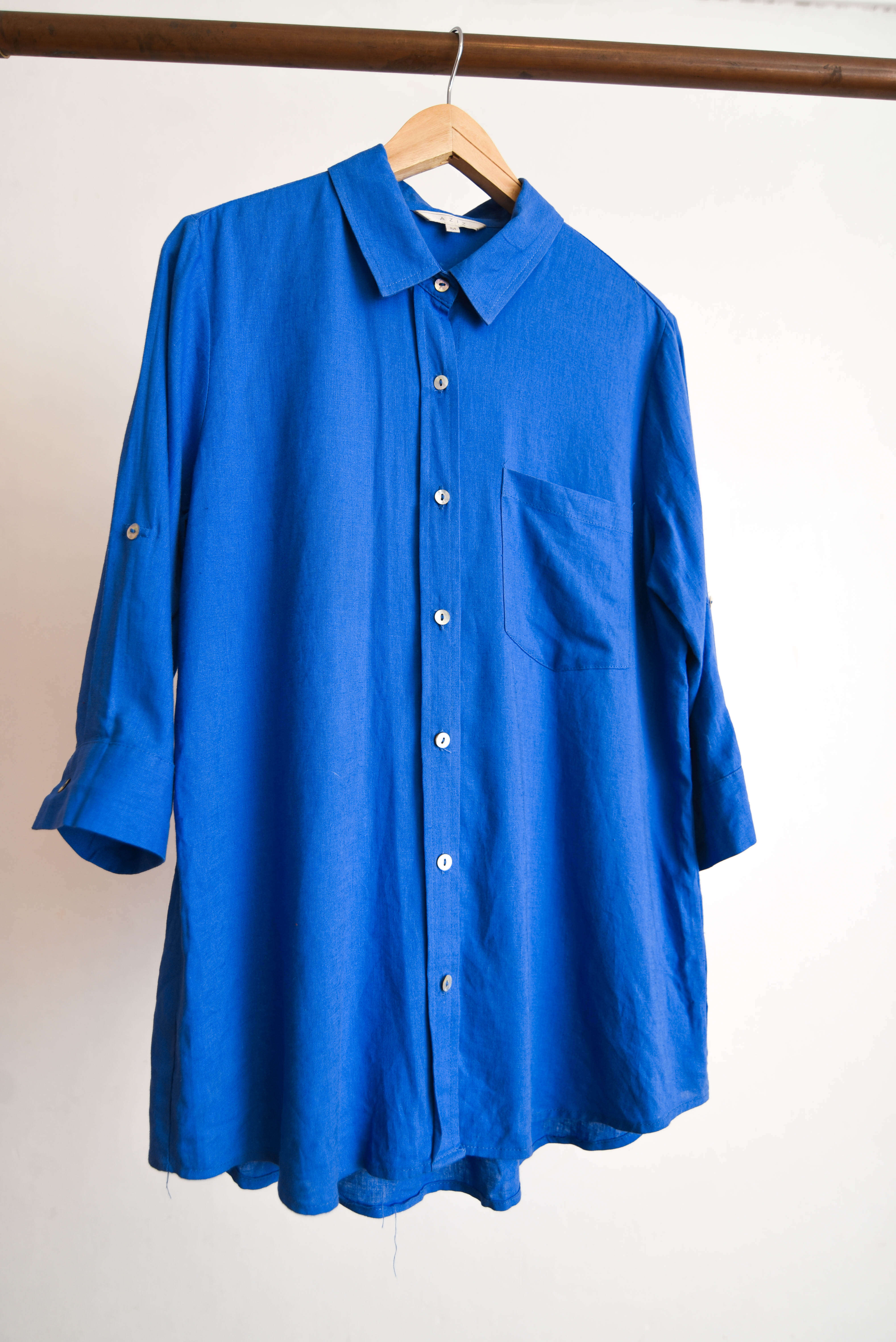 Camisa azulina viscosa lino