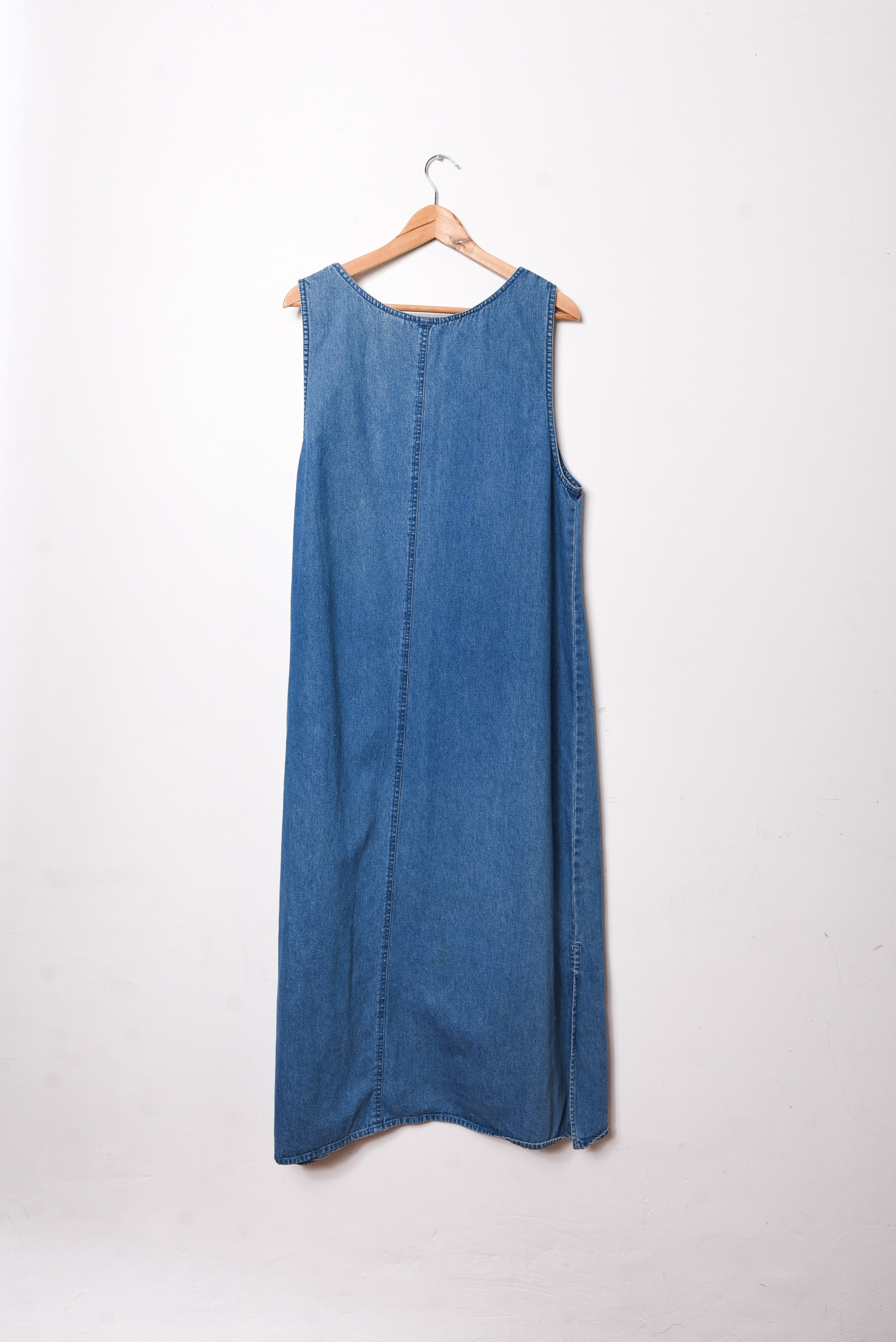 Maxi vestido denim 90s bordado