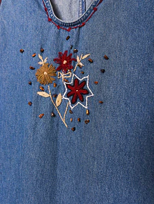 Maxi vestido denim 90s bordado