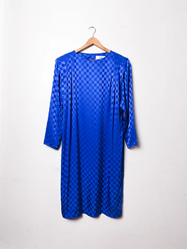 Vestido satín azul klein 80s