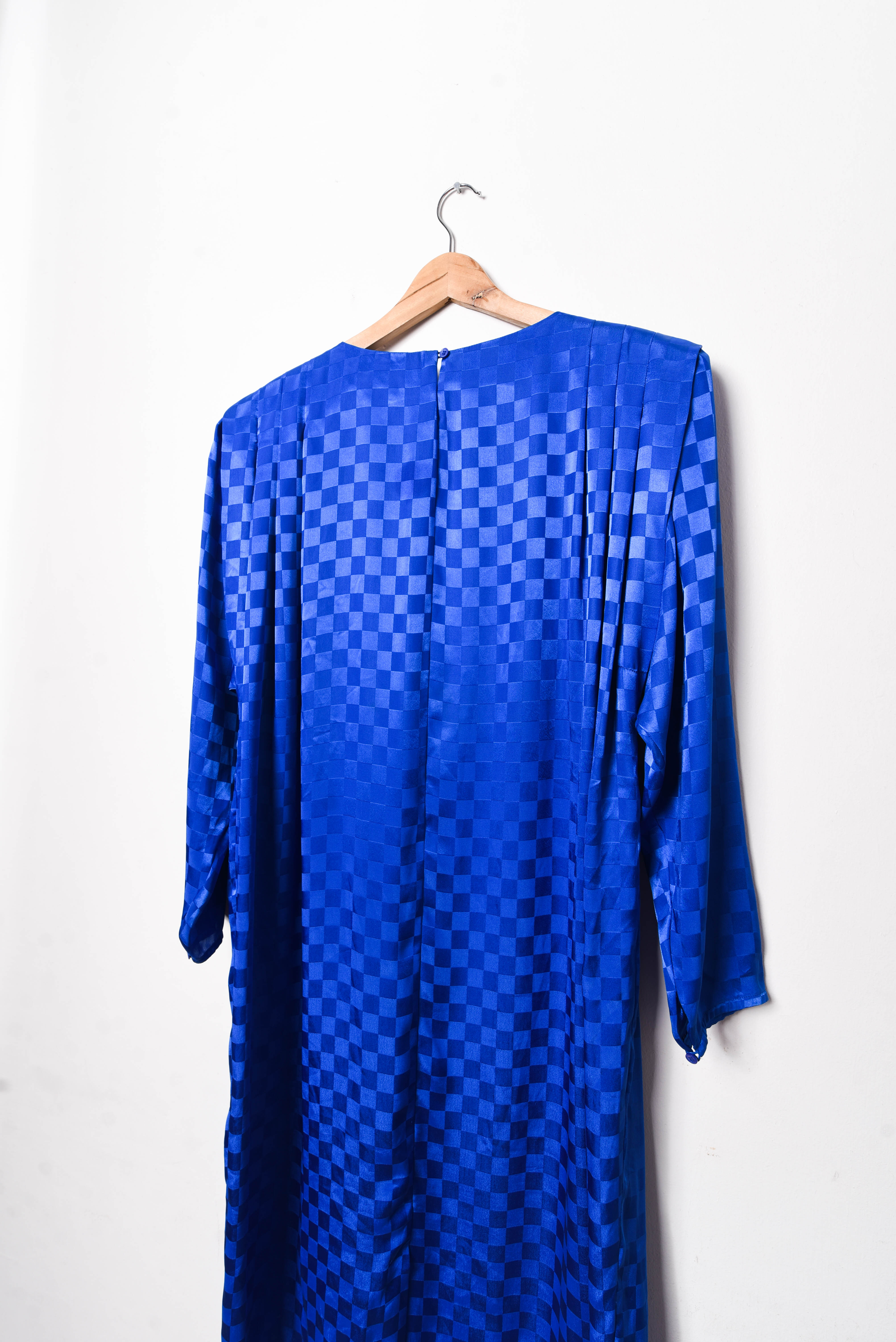 Vestido satín azul klein 80s