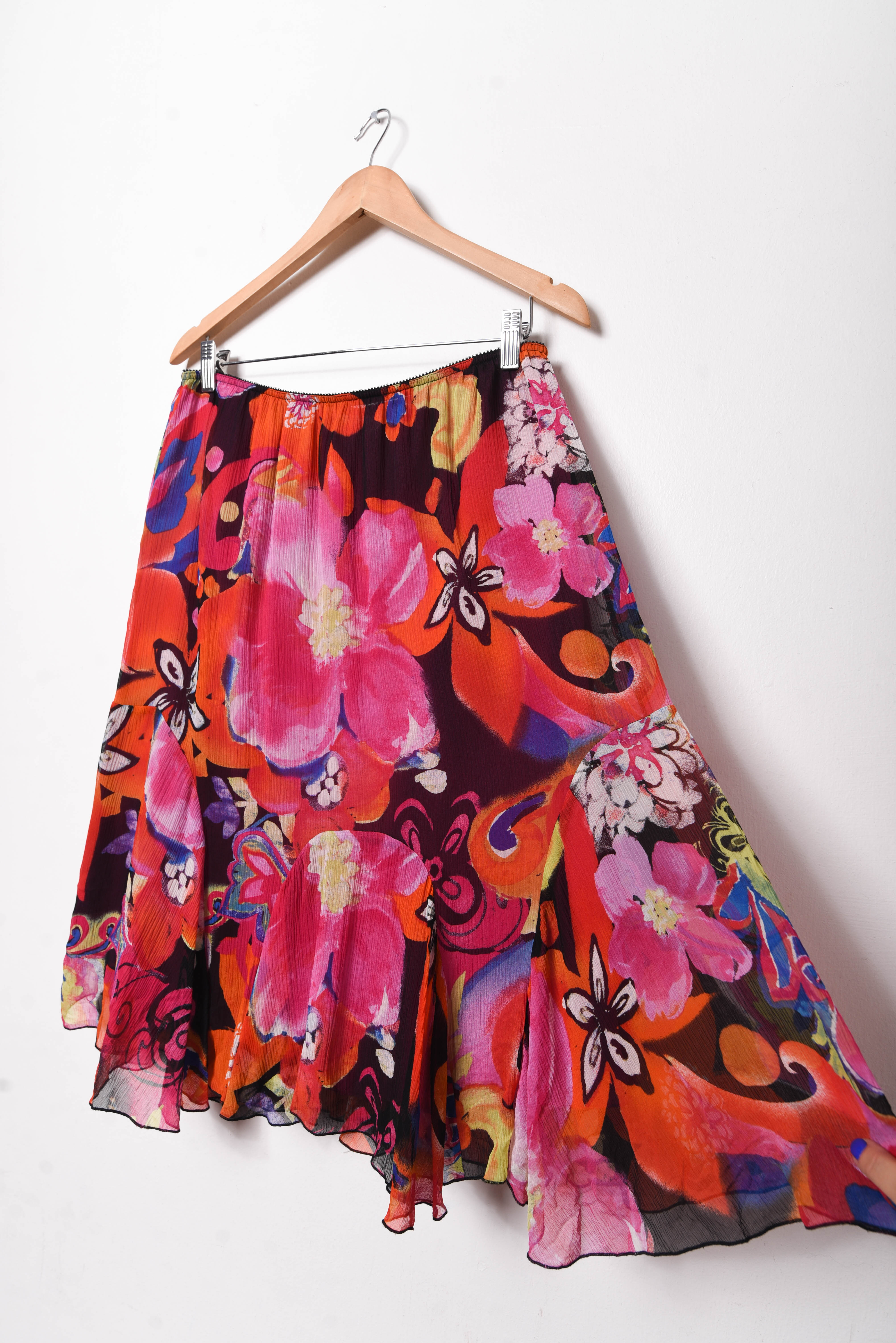 Falda midi floral seda