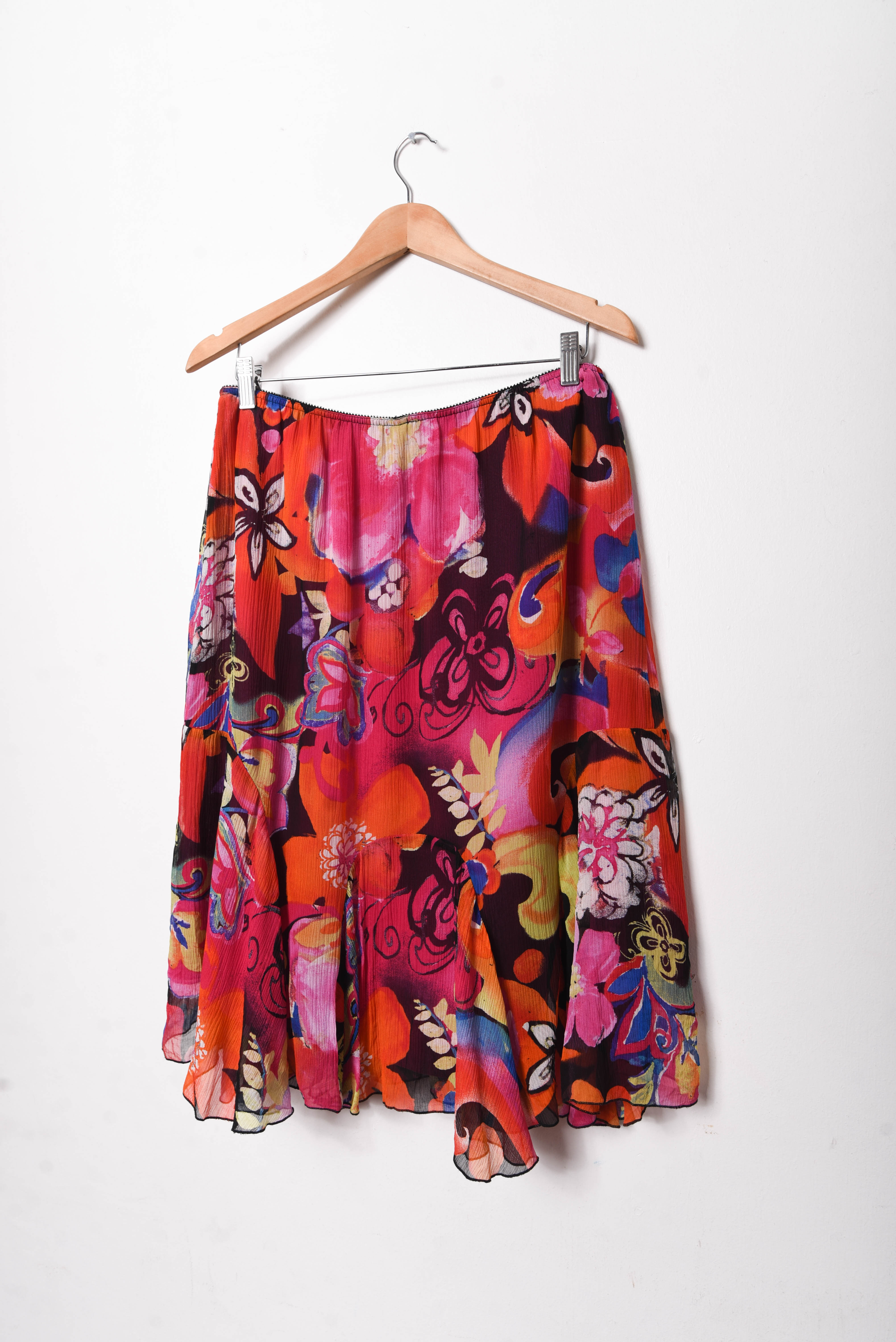 Falda midi floral seda