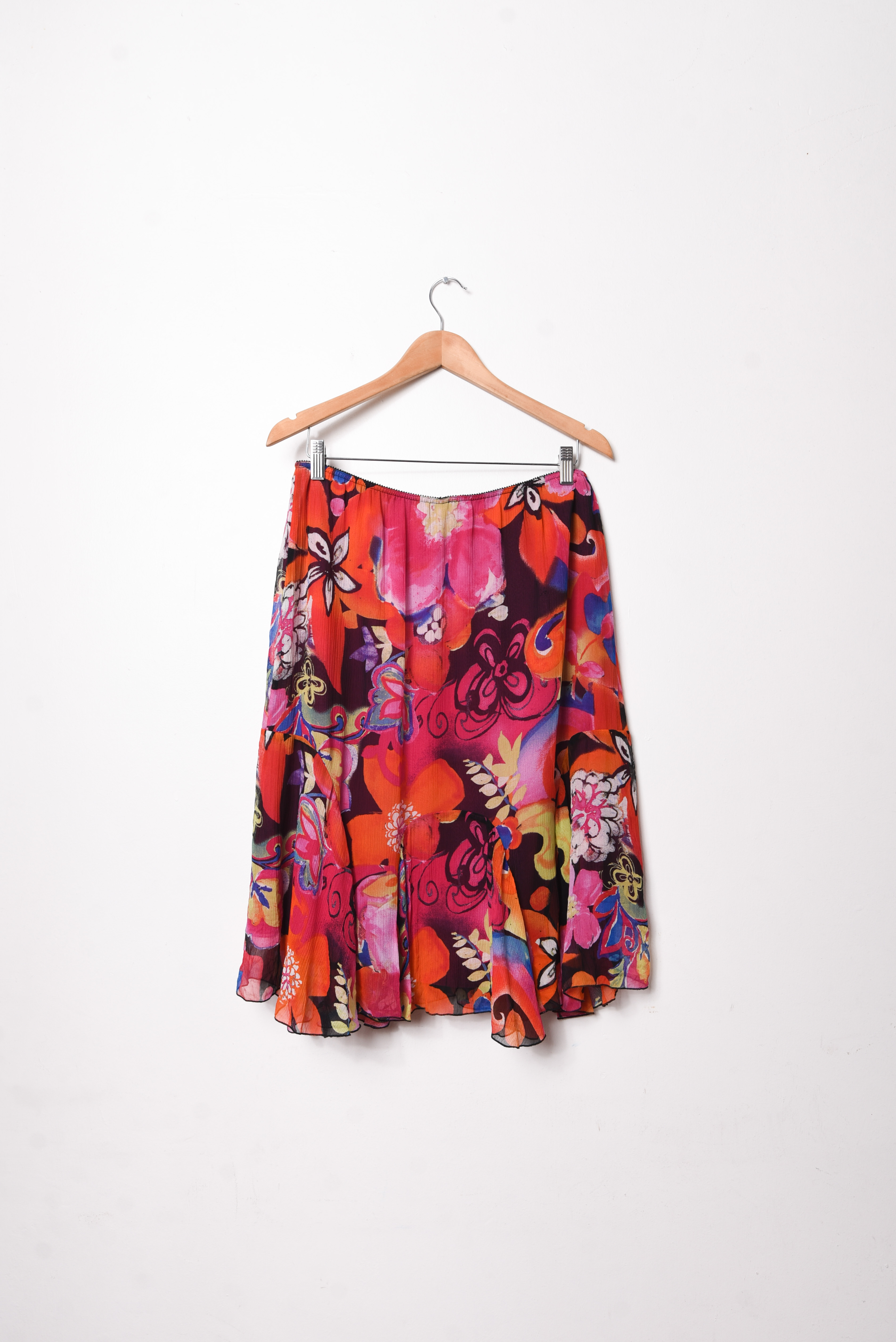 Falda midi floral seda