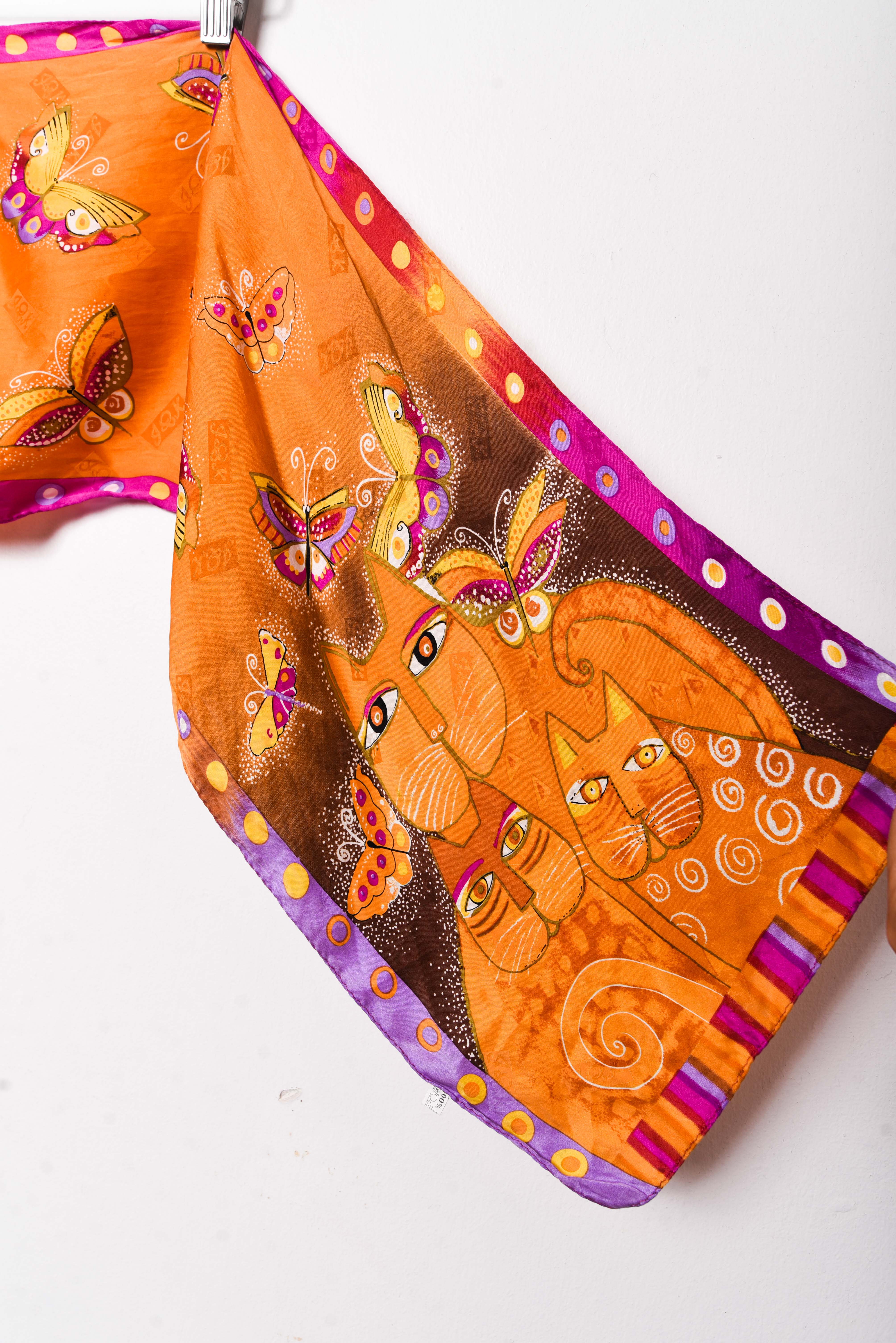 Pañuelo naranjo silk gatitos