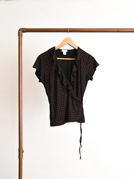 Blusa 90s wrap lunares