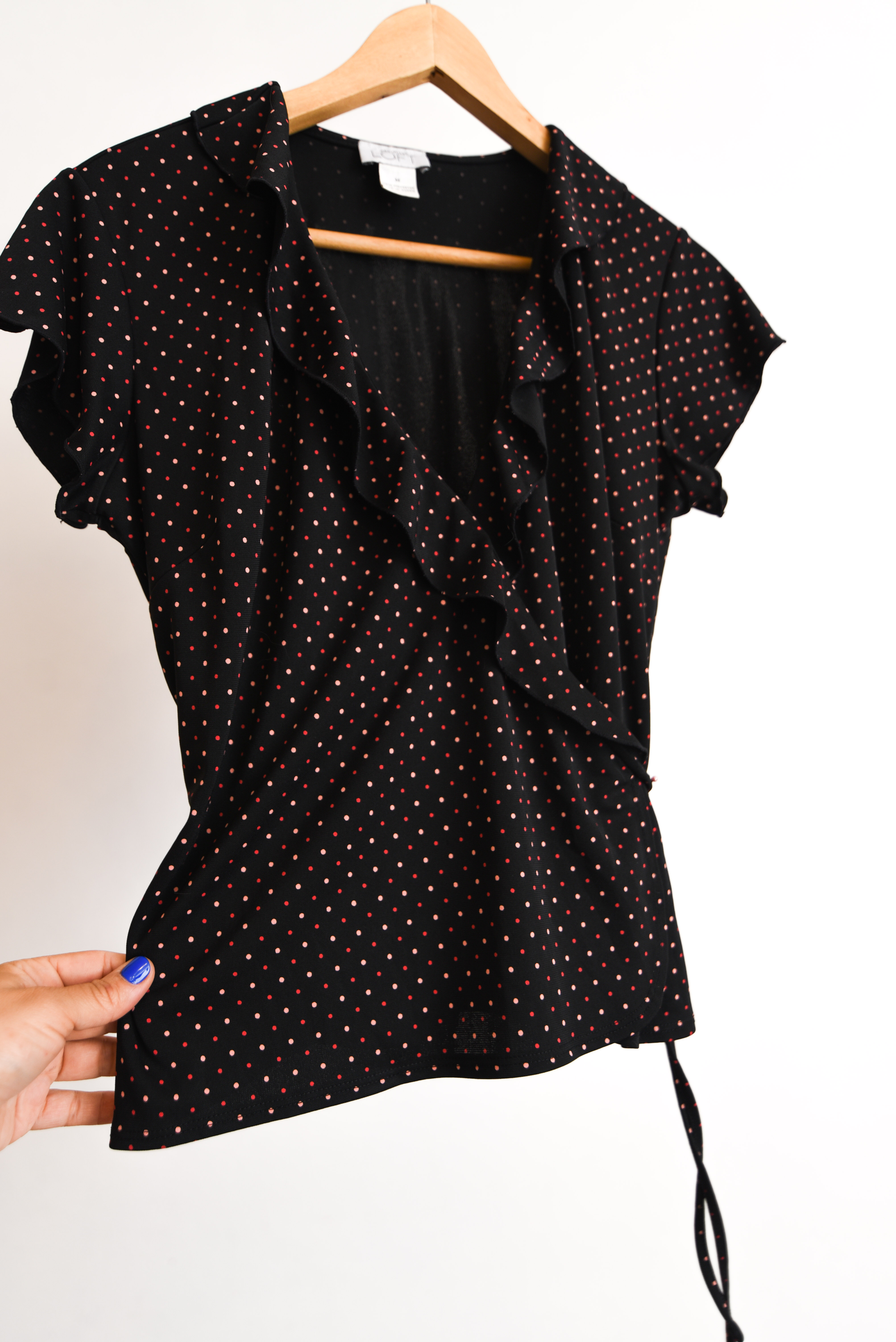 Blusa 90s wrap lunares