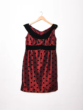 Vestido burdeo velvet lunares