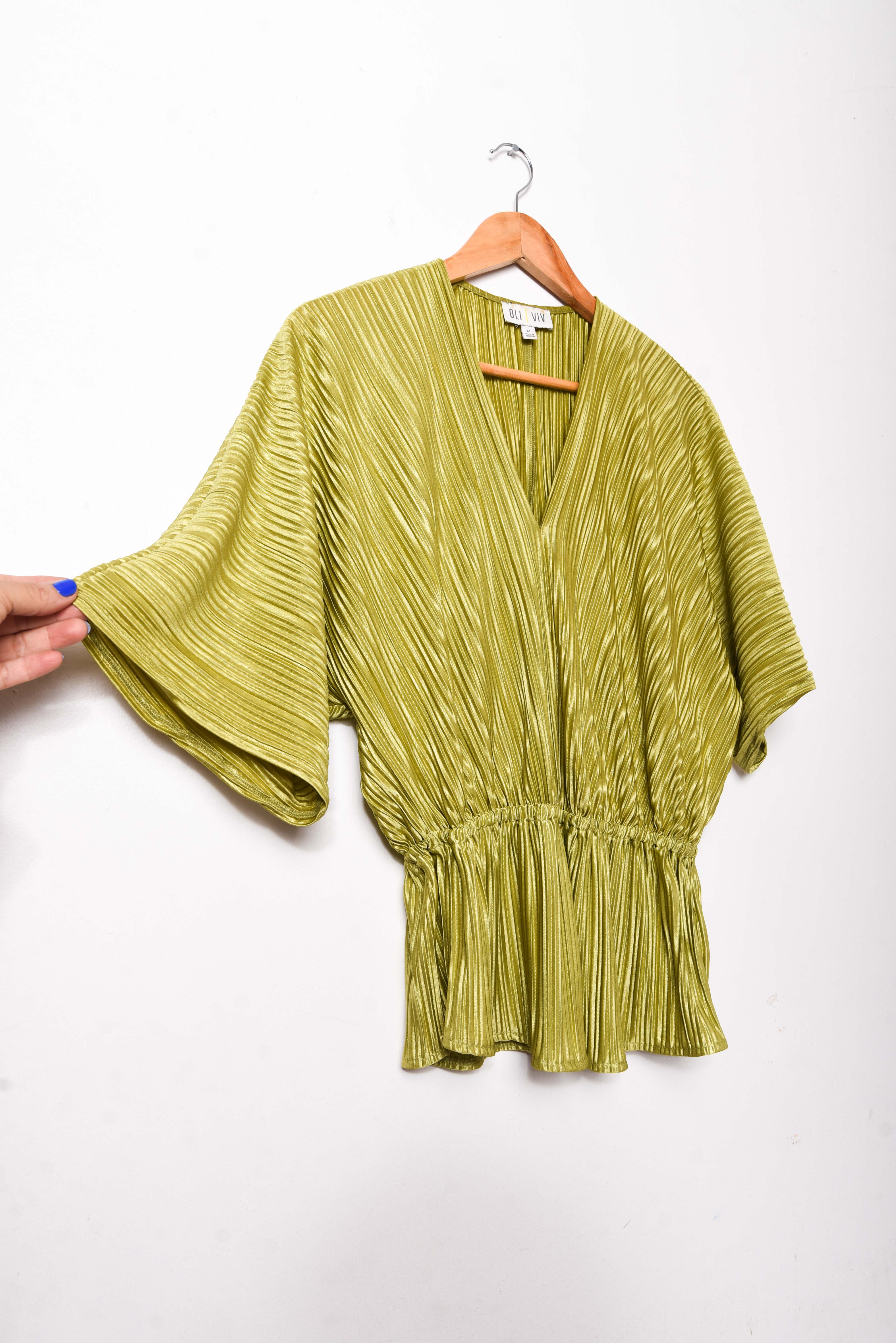 Blusa green plisada