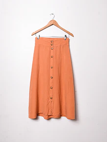 Falda naranja botones lino