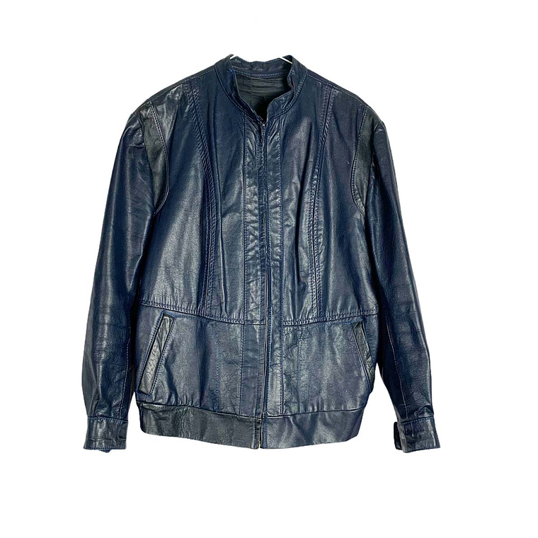 Bomber Blue Leather Jacket 3