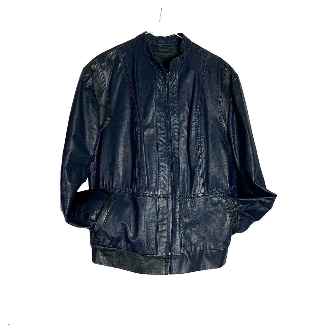 Bomber Blue Leather Jacket 4