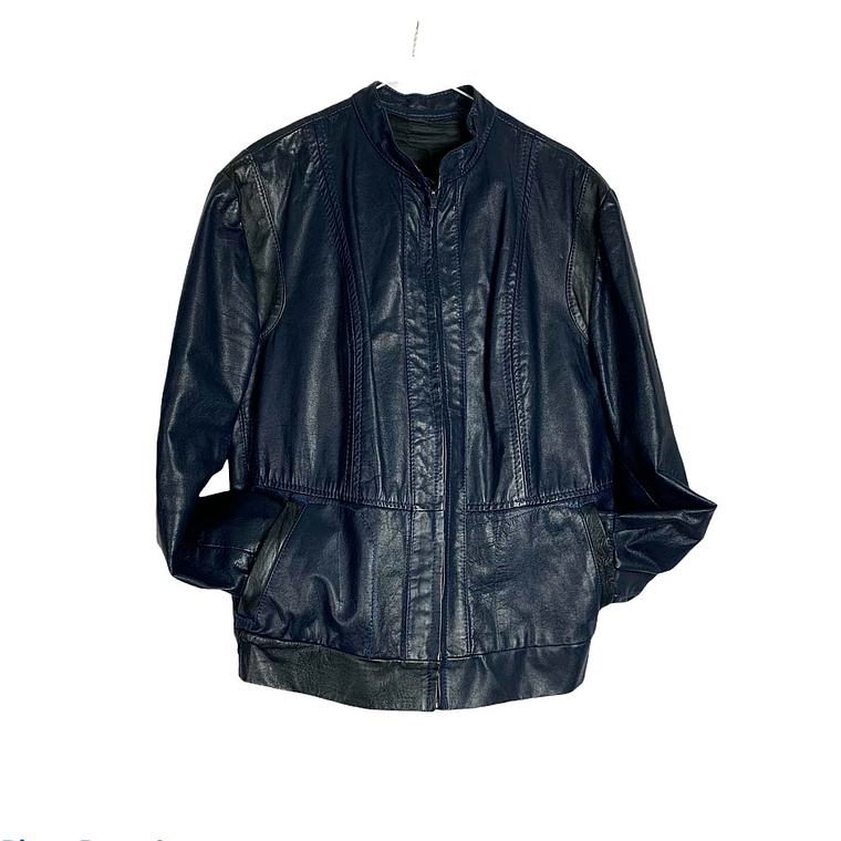 Bomber Blue Leather Jacket 4