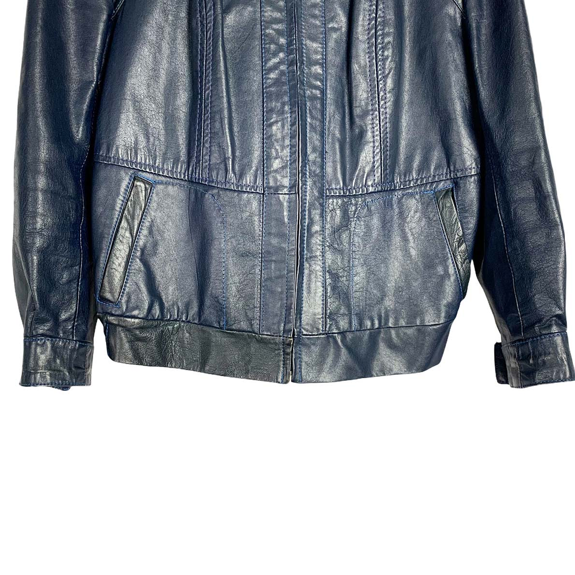 Bomber Blue Leather Jacket 5