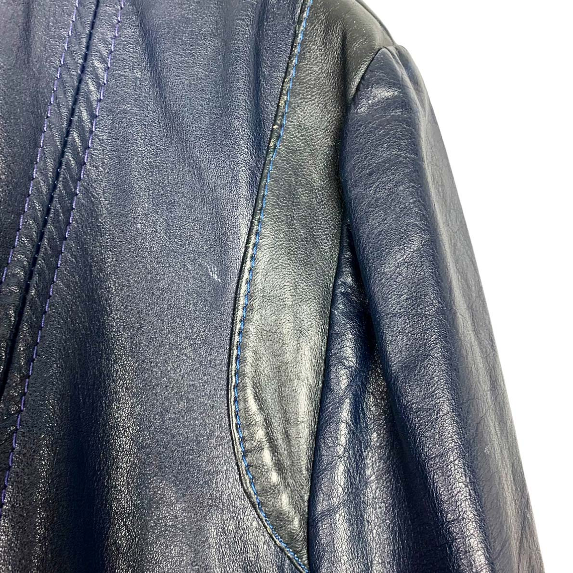 Bomber Blue Leather Jacket 7