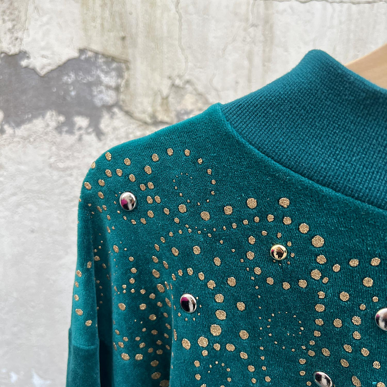 Polerón 80s Turquesa y doré 4