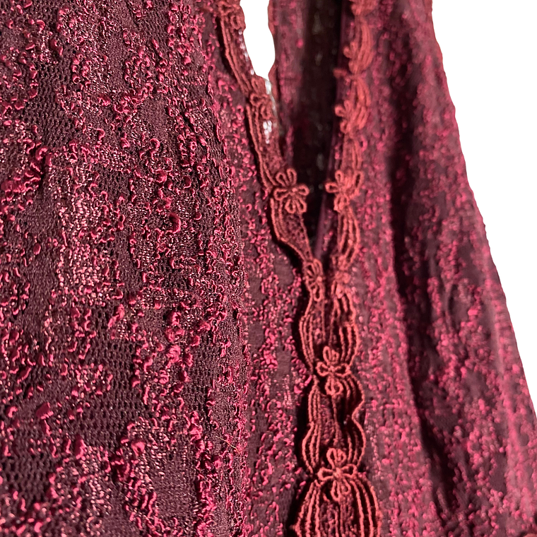 Vestido Encaje Halter Vino 4