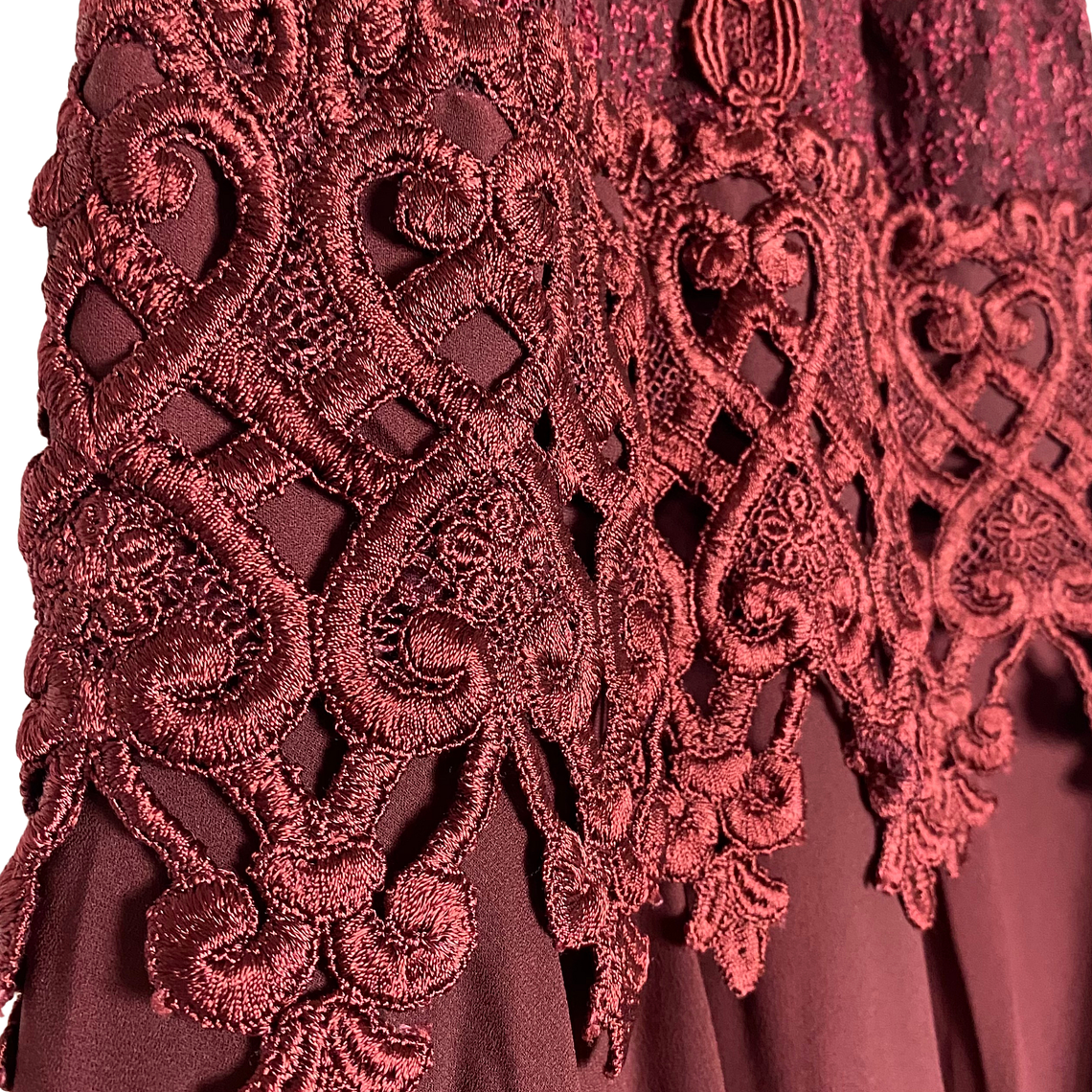 Vestido Encaje Halter Vino 6