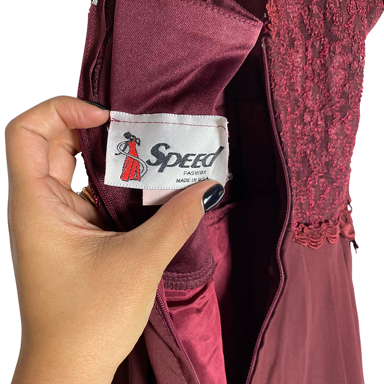 Vestido Encaje Halter Vino 7