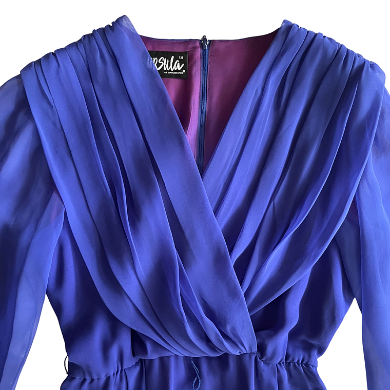 Vestido Elegante Vintage Azul Vintage 3