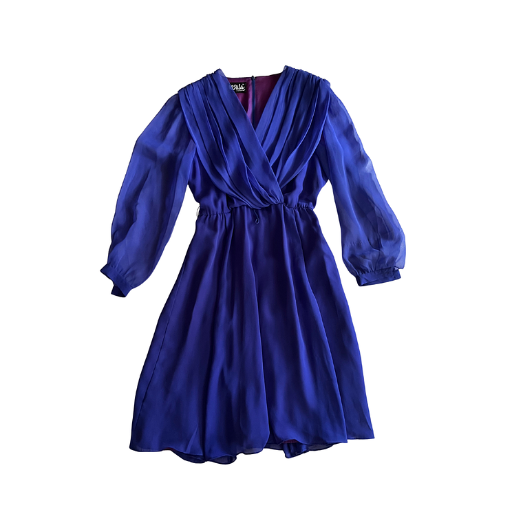 Vestido Elegante Vintage Azul Vintage 1