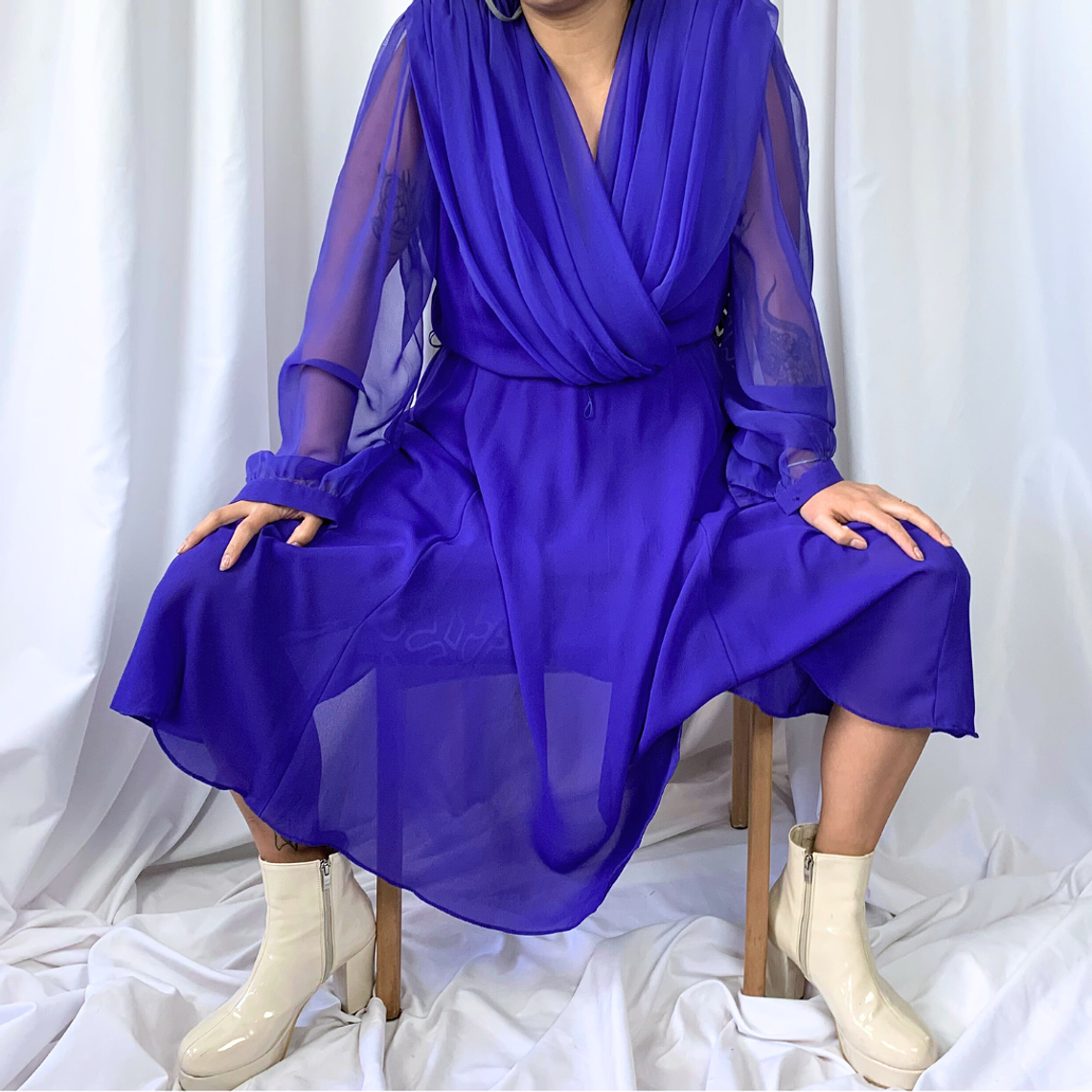 Vestido Elegante Vintage Azul Vintage 9