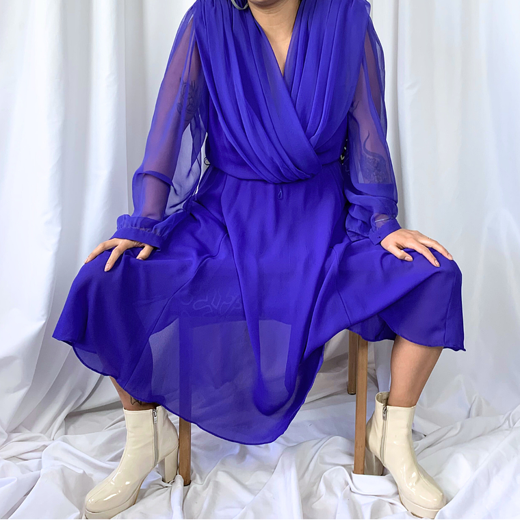 Vestido Elegante Vintage Azul Vintage 9