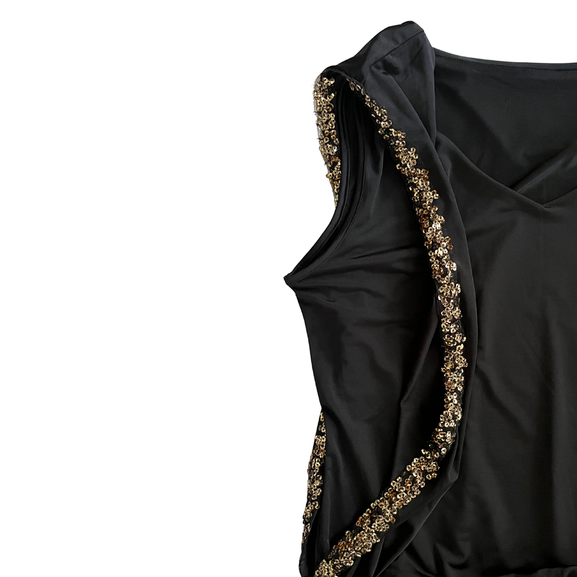 Vestido Lentejuelas Doradas Efecto Top y Falda 4