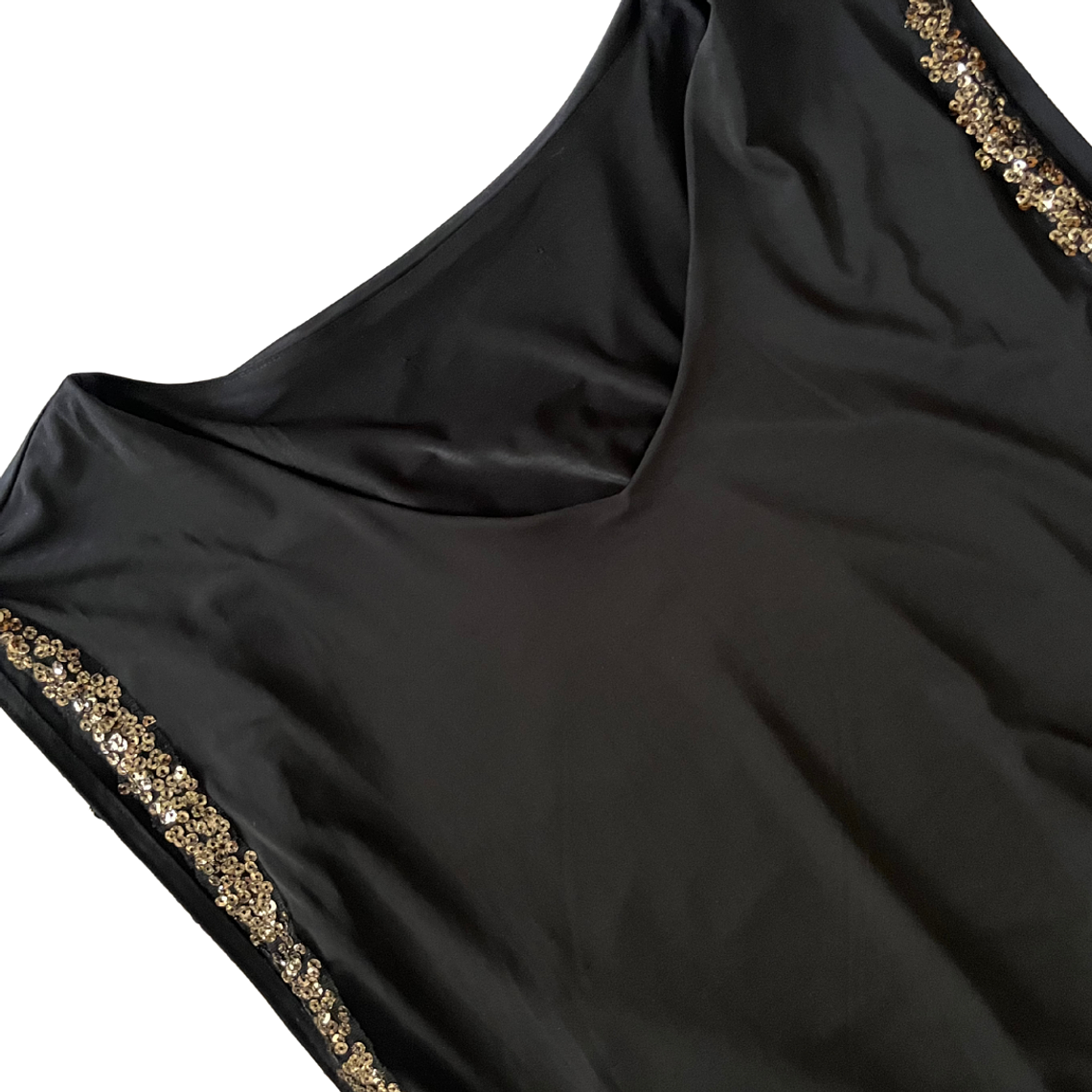 Vestido Lentejuelas Doradas Efecto Top y Falda 2