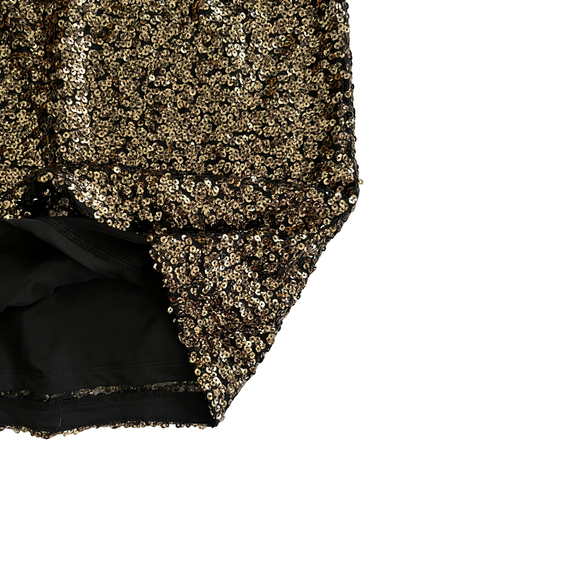 Vestido Lentejuelas Doradas Efecto Top y Falda 5