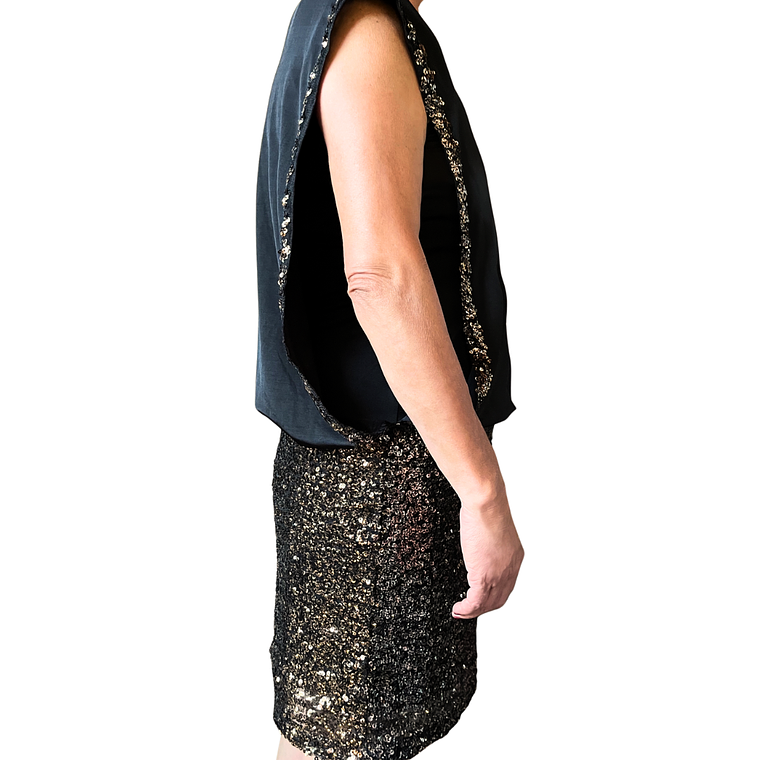 Vestido Lentejuelas Doradas Efecto Top y Falda 6