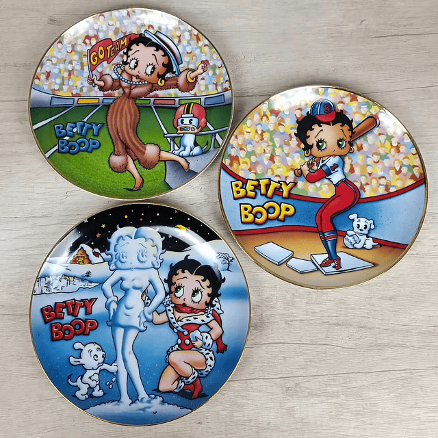 Set de 3 Platos de Colección "Betty Boop", años 90