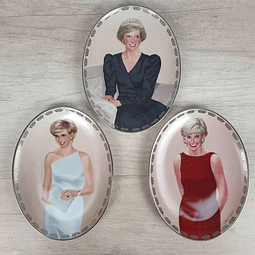 Set de 3 Platos de Colección "Lady Di", años 90.