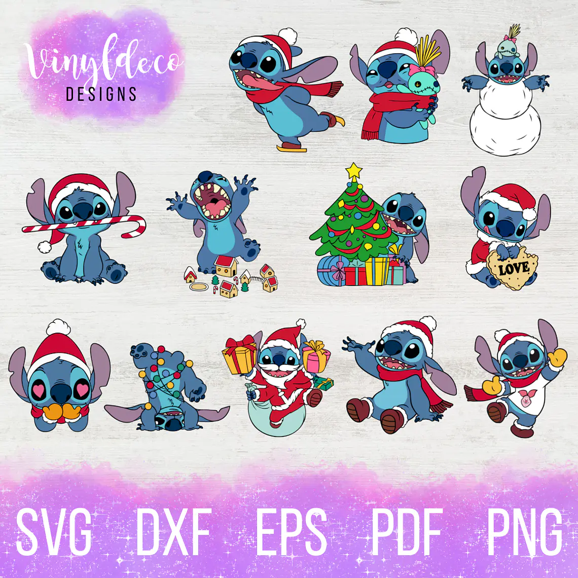 Paquete 12 Stitch Navideño 1