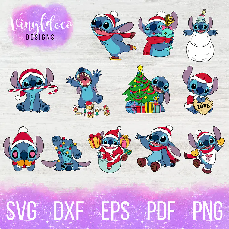 Paquete 12 Stitch Navideño 1